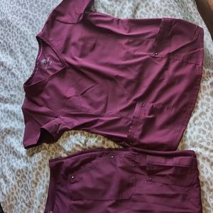 Healing Hands Maroon Scrub Set